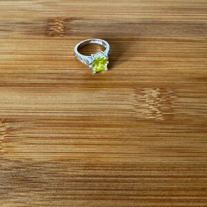 Silver Colored Lia Sophia “Appletini” Cushion-Cut Ring